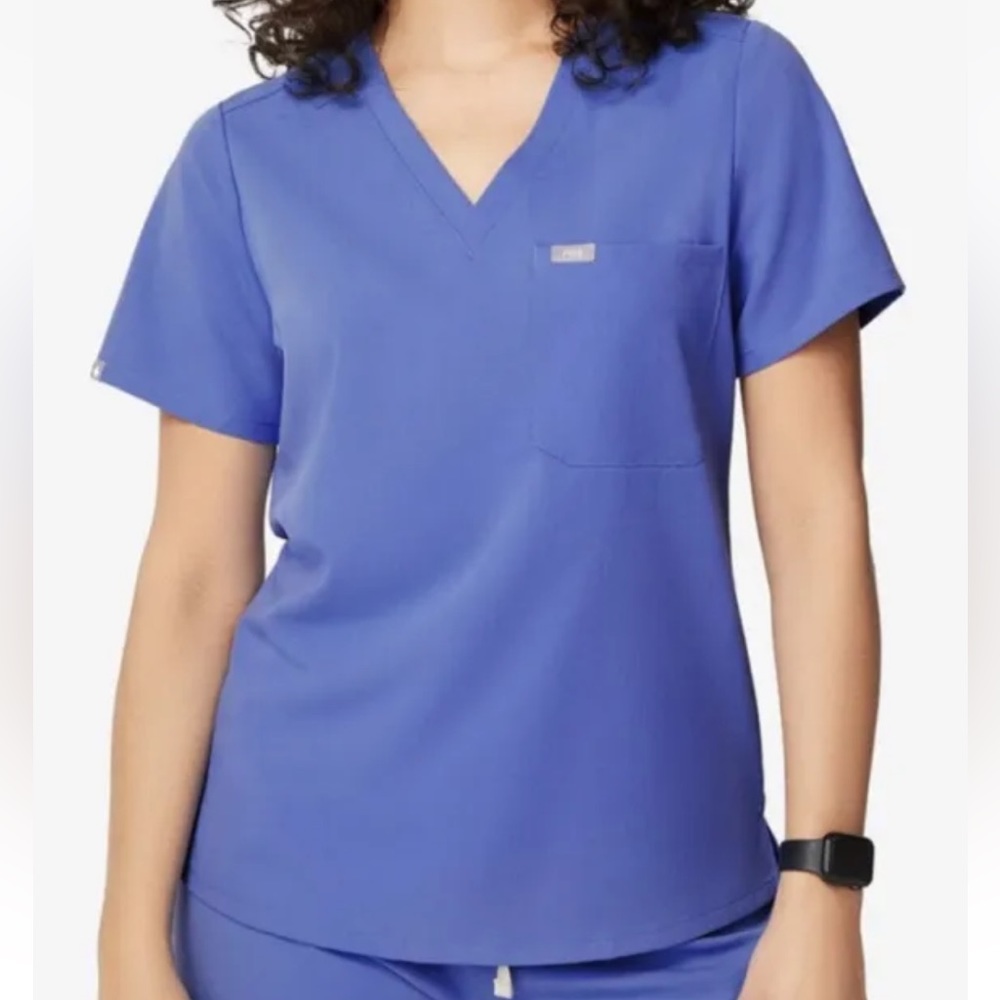 NWOT FIGS Catarina One-Pocket Scrub Top Rare Denim Blue Size XS